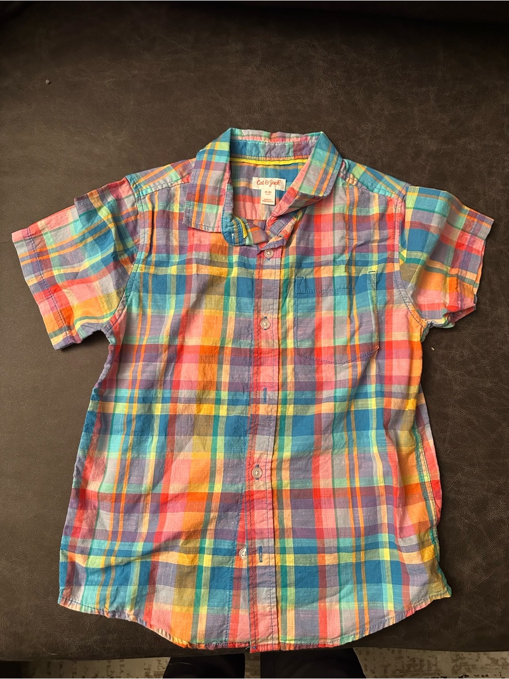 Cat & Jack Bright Multicolor Plaid Button-Down Shirt
